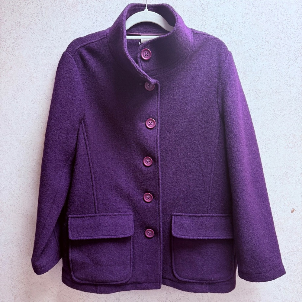 LL Bean Womens XL NWT Womens Petite Wool Plum‎ Classic Academia Warm Jacket